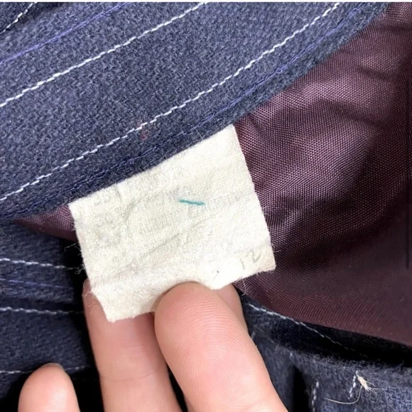Vintage Crème Caramel Navy Blue Pinstriped Suit Skirt Set S - Picture 4 of 13